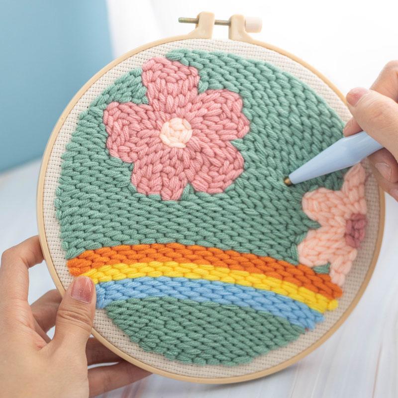 Punch Kit with Punch Bamboo Embroidery Hoop DIY Craft