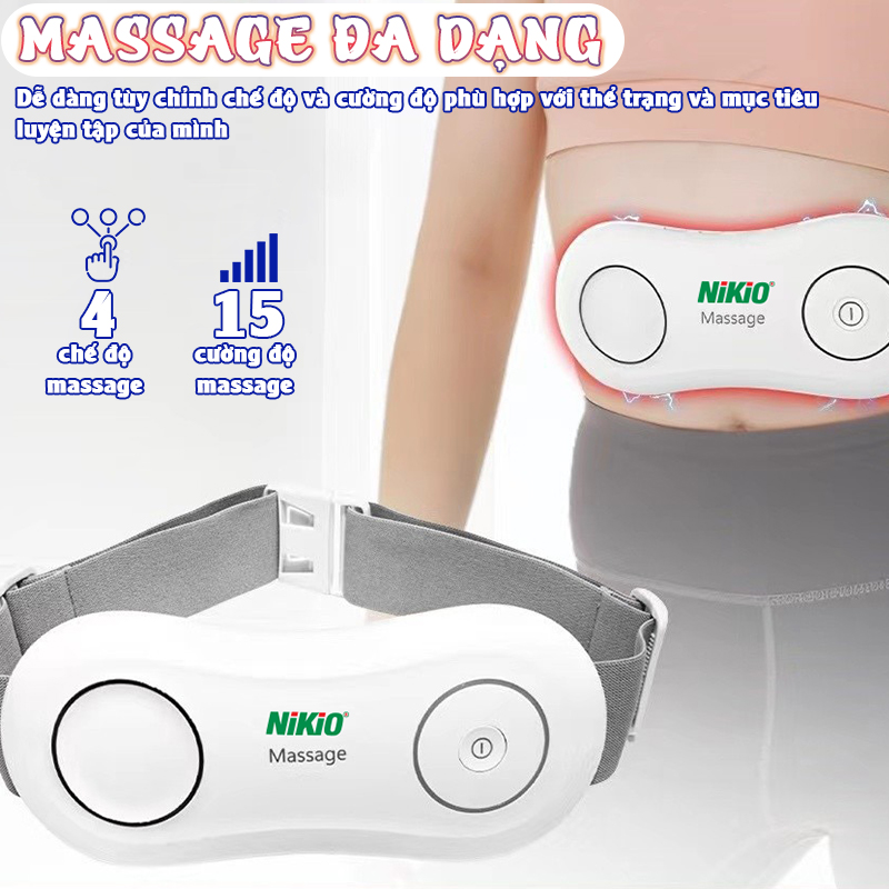 Máy massage bụng pin sạc Nikio NK-161 - Công nghệ xung điện kết hợp chườm ấm