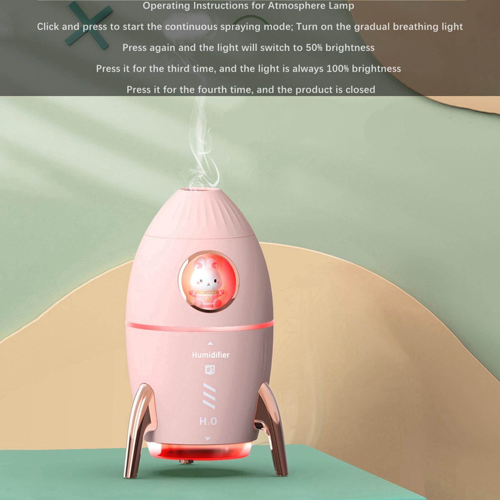 Portable 350ml Air Humidifier Desk Night Light Quiet for Bedroom Bedside Home Office