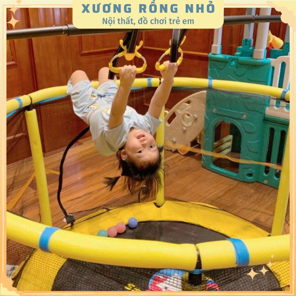 Sàn nhún, quây bóng, nhà bóng cho bé có xích đu, tay vịn kèm xà đơn bóng rổ vận động đường kính 1,5m
