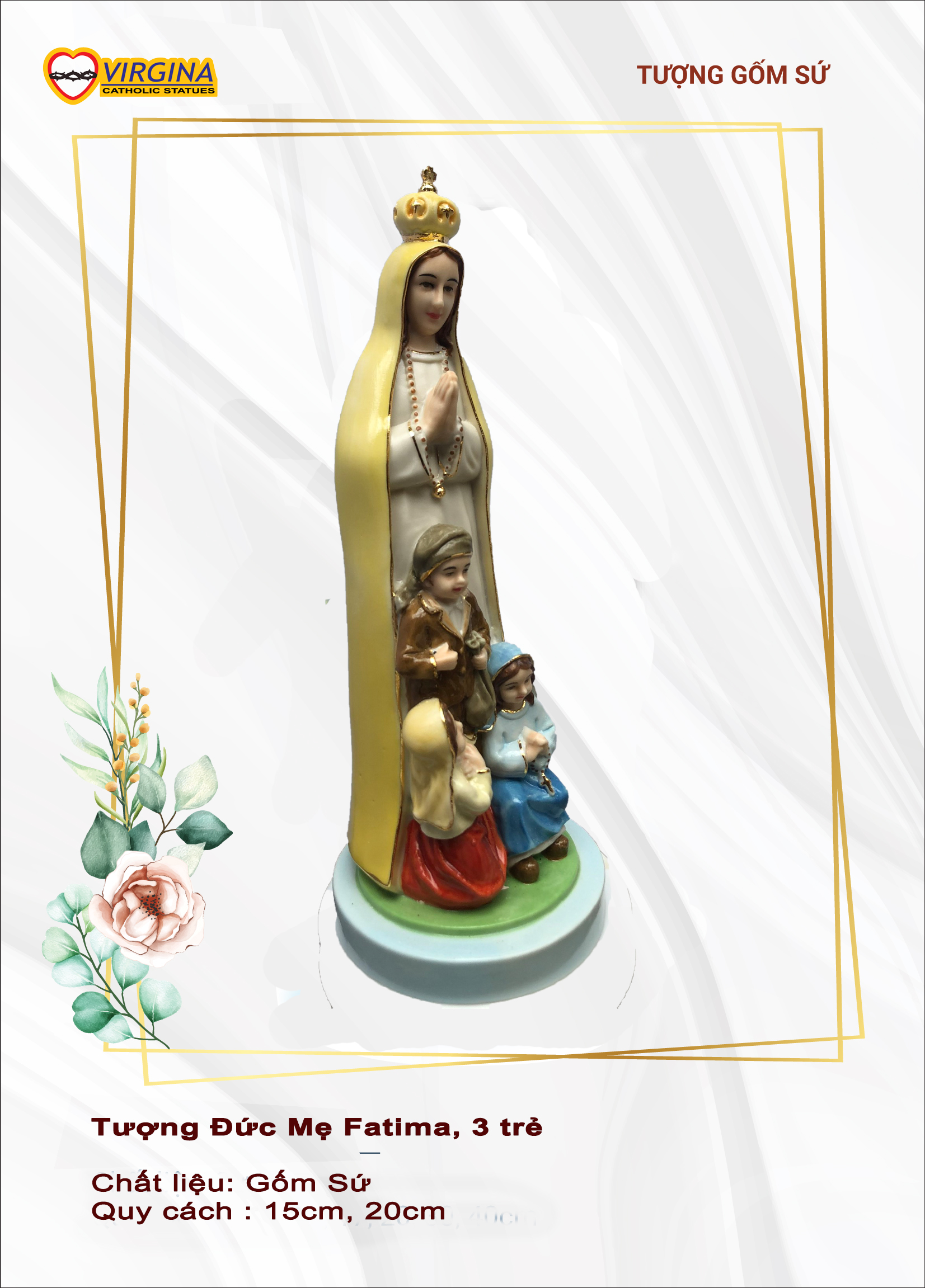 Tượng sứ - Mẹ Fatima và ba đứa trẻ
