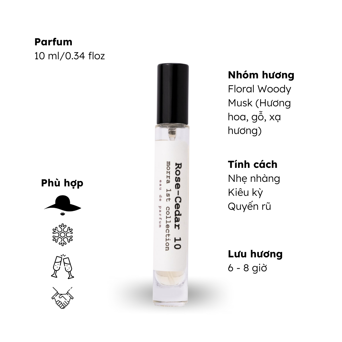 Nước hoa nữ Morra No.93 (Rose Cedar 10) nguyên liệu nhập Pháp hương hoa, gỗ, xạ hương nhẹ nhàng, kiêu kỳ, quyến rũ lưu hương thơm lâu - dạng xịt