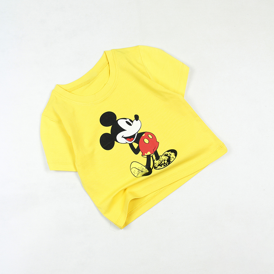 Áo thun croptop cổ tròn in Mickey cartoon cho bé gái từ 10 đến 42 kg 05319-05328