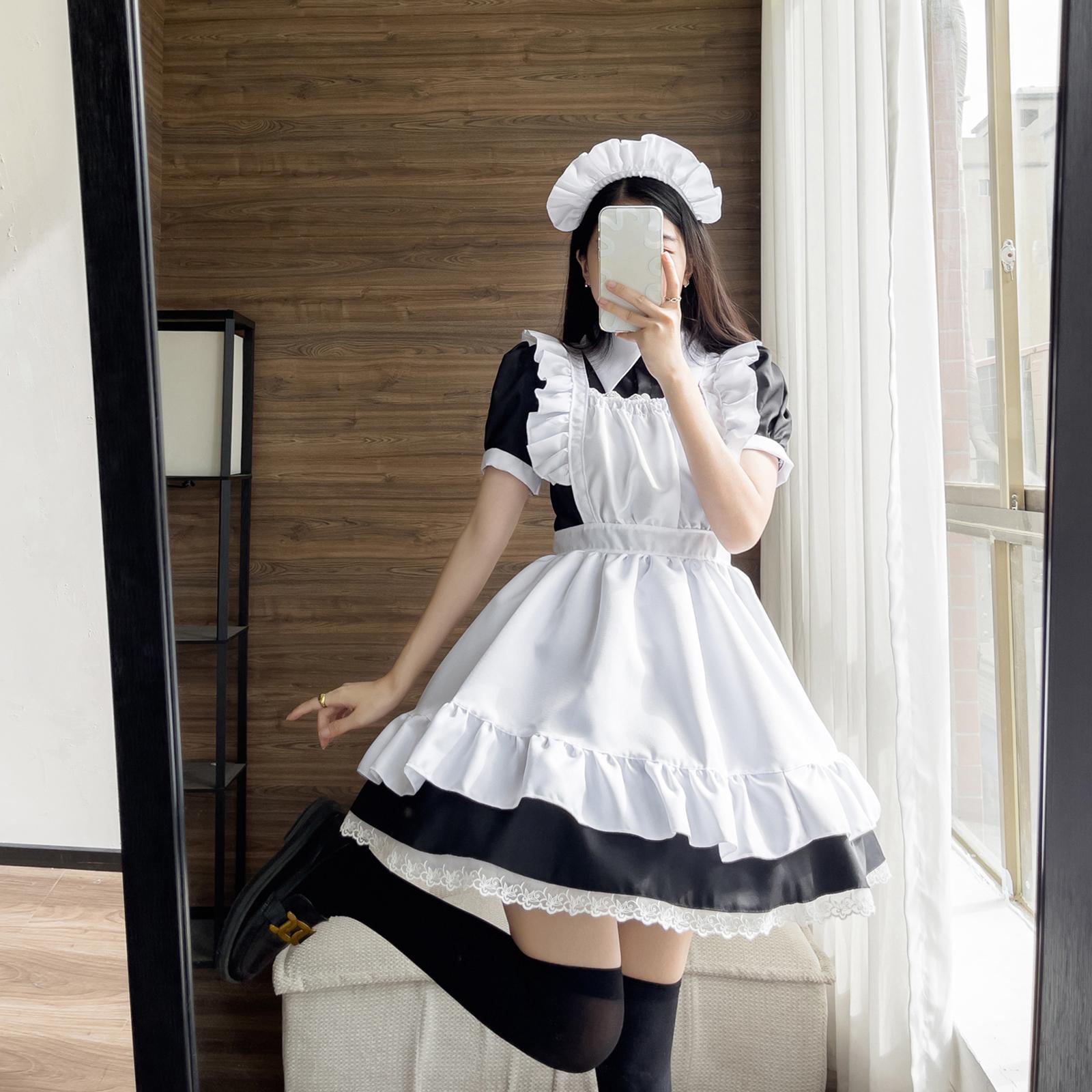 Classic Maid Costume for Halloween Fancy Dress Japanese Anime Outfit Party