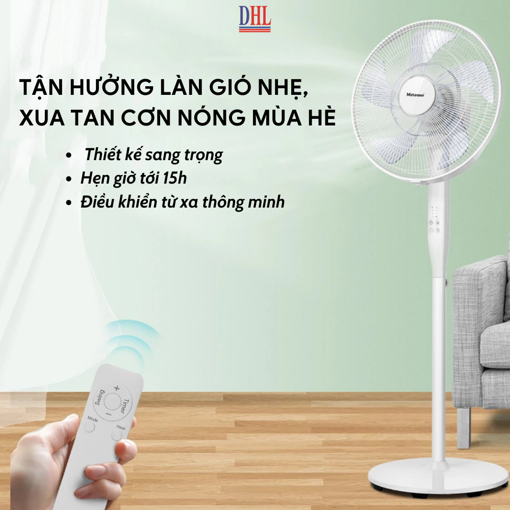 Quạt lửng Mitomo FCE - 50AE MAX, có điều khiễn từ xa, hẹn giờ, hoạt động siêu êm -hàng chính hãng