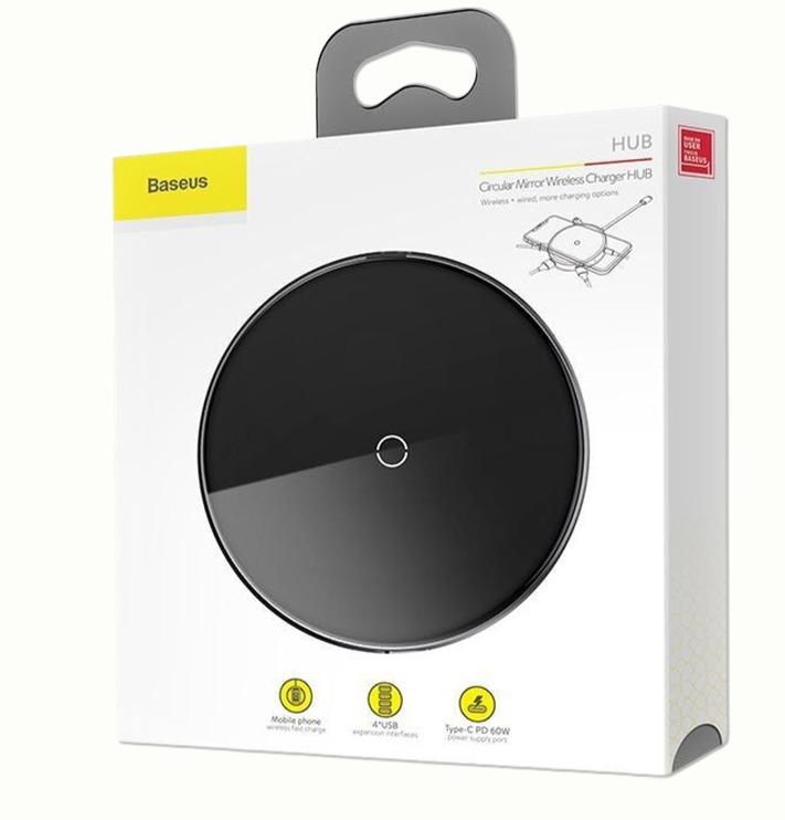 Hub Baseus Circular Mirror Wireless Charger 6 in 1 chuyển Type C sang USB tích hợp sạc không dây- hàng chính hãng