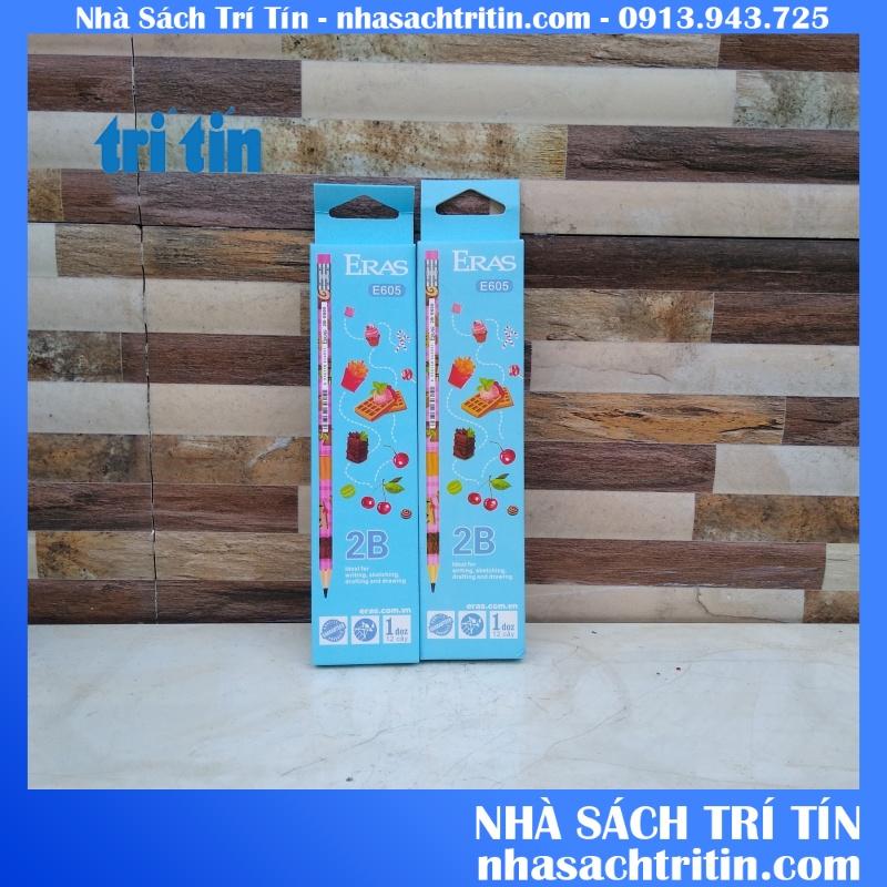 CHÌ GỖ SƠN MÀU 2B ERAS, MÀU SẮC BẮT MẮT CHÌ KHÔNG BỤI KHÔNG GÃY CHÌ KHI GỌT