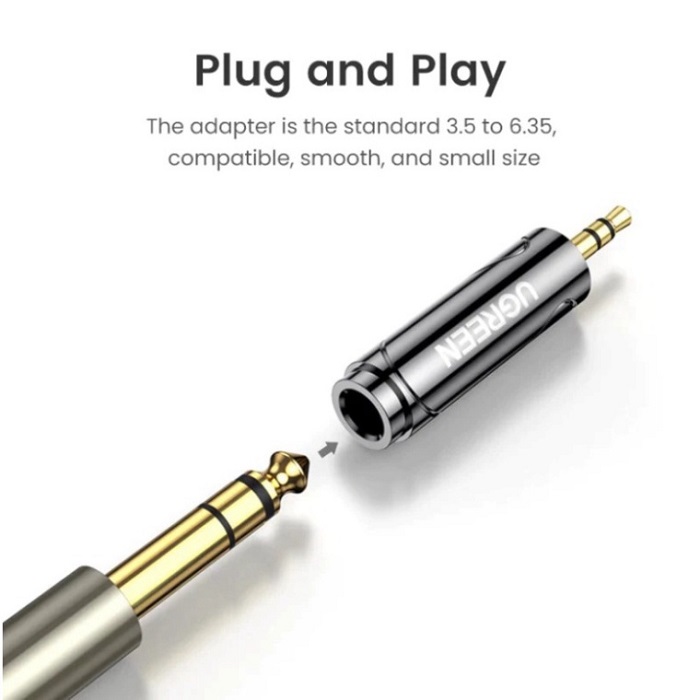 Đầu Jack chuyển Audio 3.5 đực sang 6.5 cái Ugreen 60711 AV168 hàng chính hãng