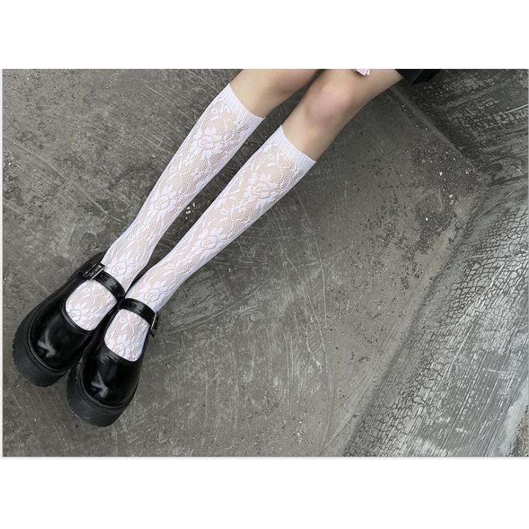Vớ lolita Nhật Bản Lolita vớ ren cao ôm chân sọc tim Hàn Quốc VT07