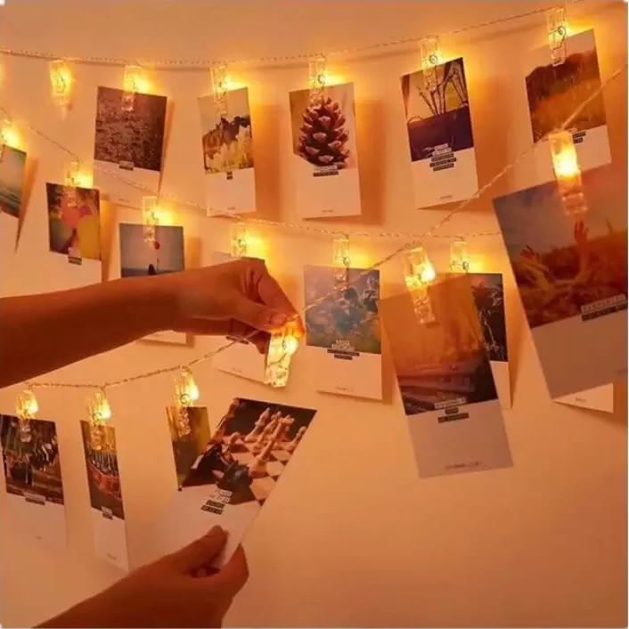 Dải 20 kẹp hình nguồn cắm USB dây đèn led trang trí ảnh cưới, tiệc giáng sinh, sinh nhật, noel