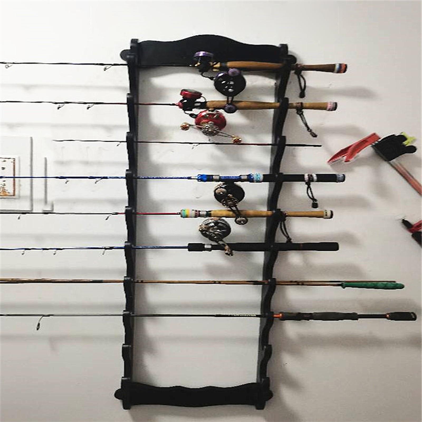 Fishing Rod Rack of Wall Mounted Holds 8 Fishing Rods for Home Cabin Garage