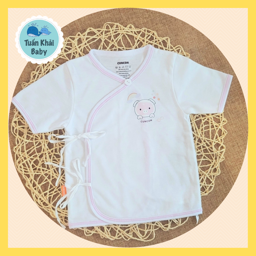 1 Áo sơ sinh Tay Ngắn Cột Dây cao cấp CUNCON - Chất vải cotton 100% rất mềm dịu dành riêng cho bé sơ sinh