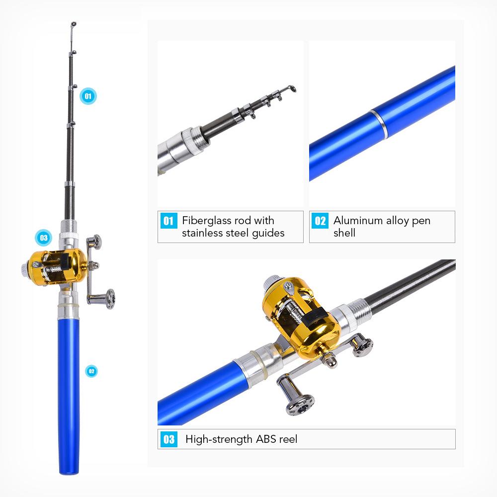 Combo dụng cụ câu cá này gồm cần câu và cuộn câu được làm từ hợp kim nhôm, chống va đập và sử dụng lâu bền, cần câu thiết kế dạng bút có nắp đậy