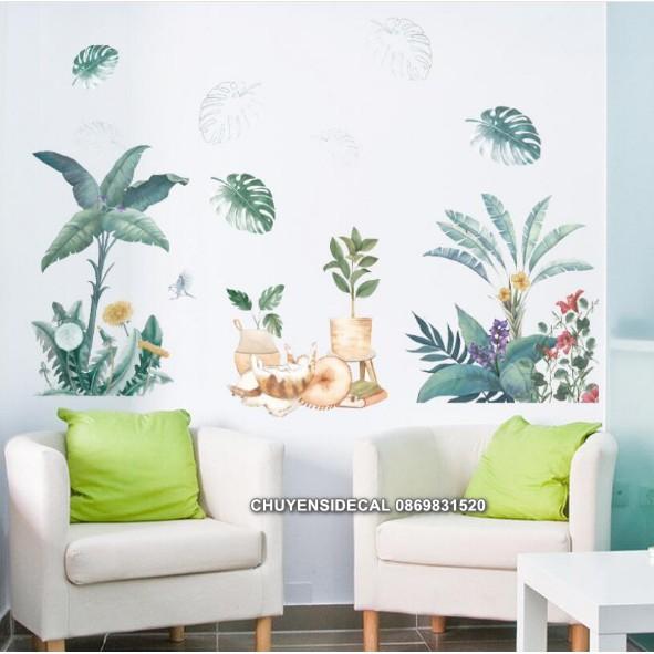 Decal trang trí tường - Họa Tiết Hoa Lá Cổ Điển cá tính mới