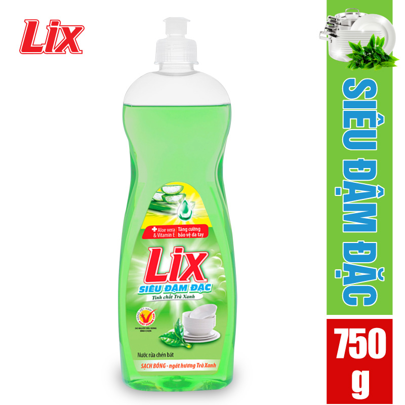 Nước rửa chén Lix siêu đậm đặc hương trà xanh 750g TX751