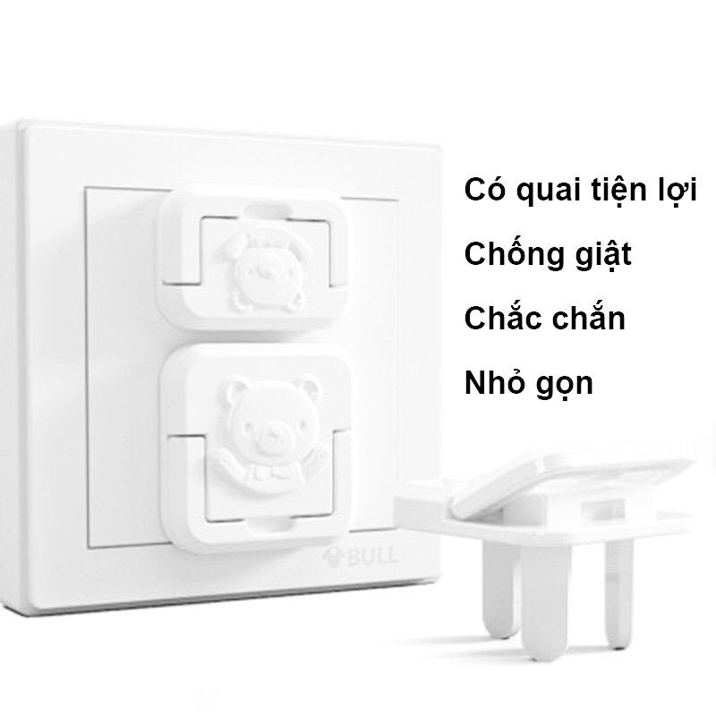 Nút bịt ổ điện, Bịt ổ điện an toàn cho bé cao cấp chống giật nhỏ gọn chắc chắn có quai cầm tiện lợi – SSS025