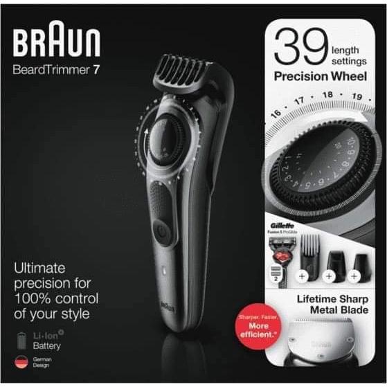 Máy Tông Đơ, Cắt Tóc, Cạo Râu, Máy Cạo Râu Mini Khô Và Ướt Braun Beard Trimmer BT7240, 39 Chế Độ Cài Đặt, Nhập Đức