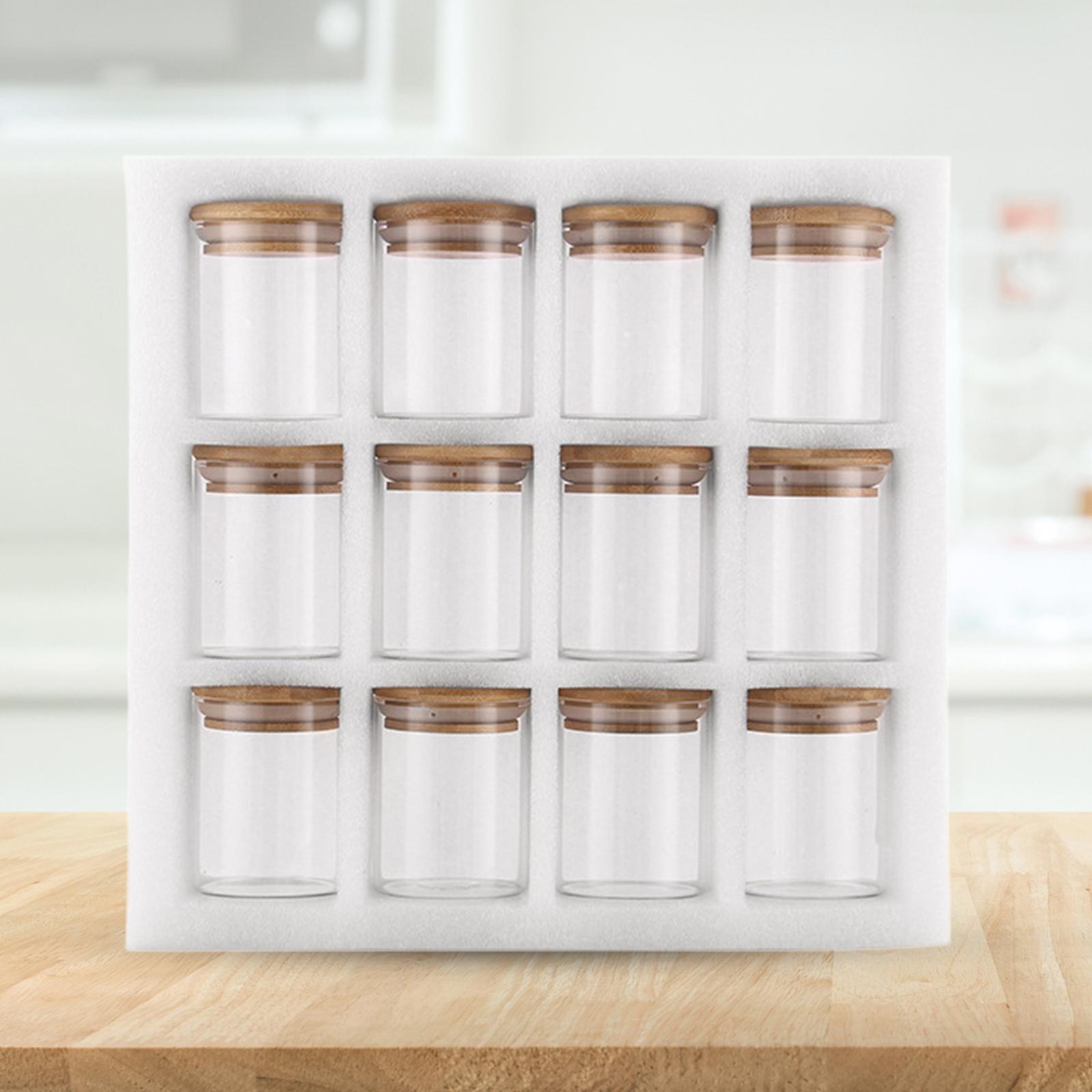 12Pcs Storage Jar with Bamboo Lid Organizer Food Storage Jar for Candy