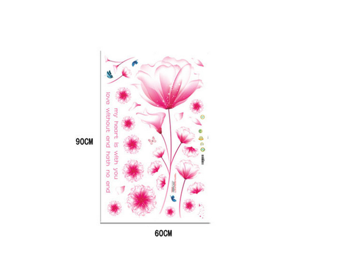 Decal dán tường hoa pha lê hồng ay9184