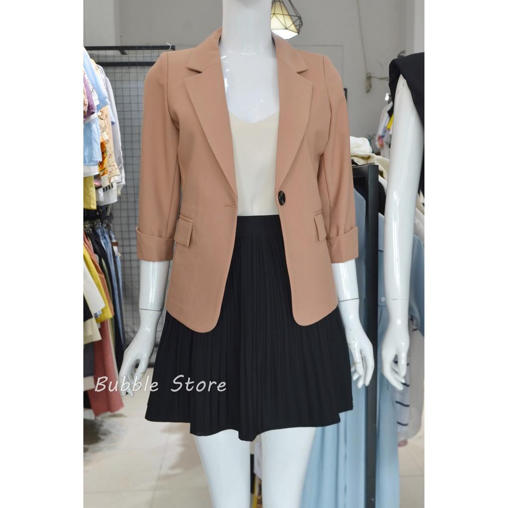 Áo vest nữ, vest công sở, blazer thu đông tay lửng một cúc Size S/M/L/Xl
