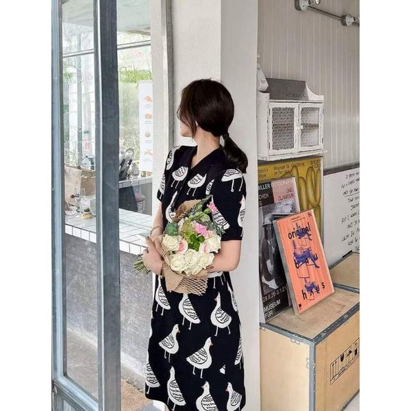 HÀNG NHẬP - ĐẦM LEN DỆT KIM HỌA TIẾT BỒ CÂU