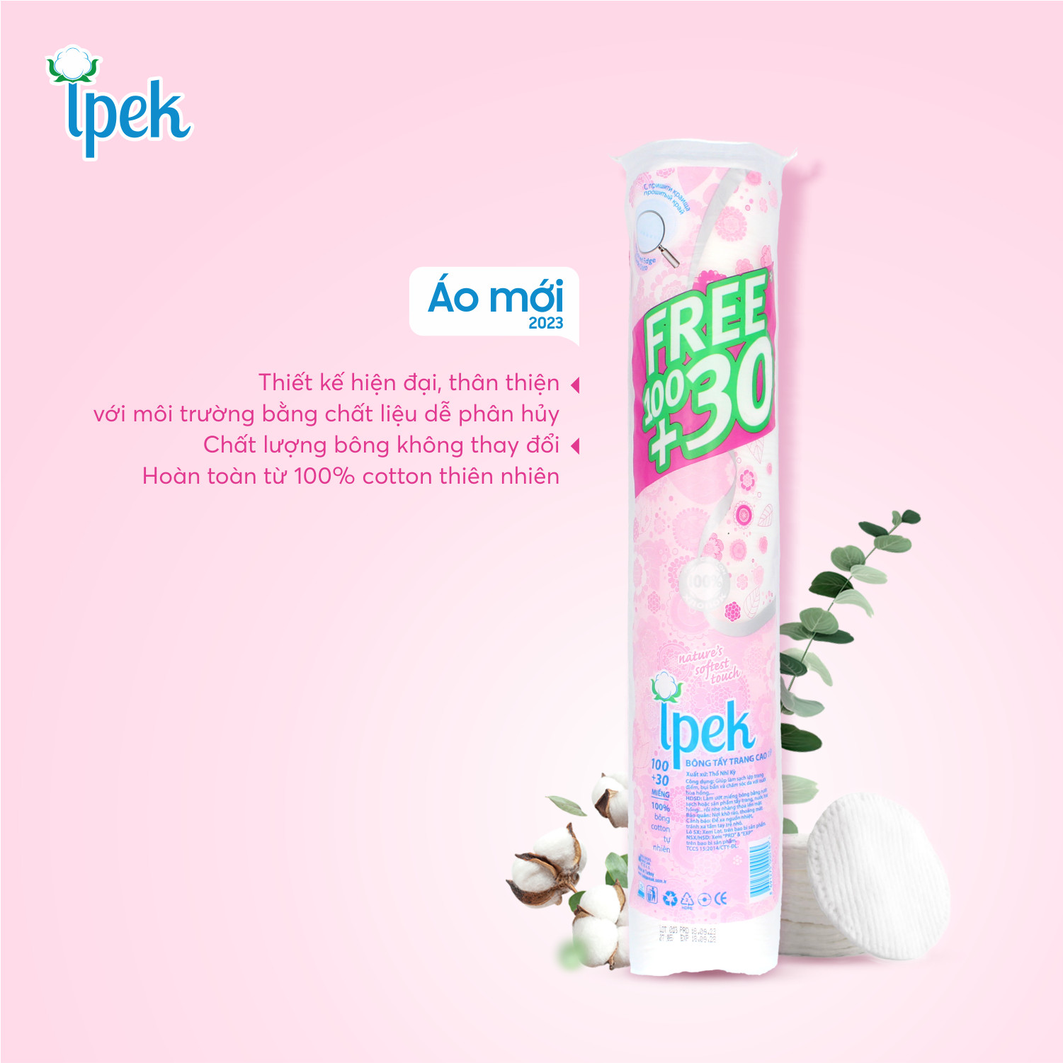 Bông tẩy trang IPEK 130 Miếng (Thổ Nhĩ Kì)