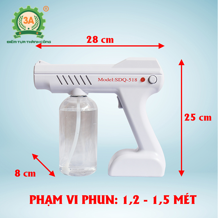 Máy phun sương khử trùng nano cầm tay 3A 800ML - Tiêu diệt vi khuẩn với 8 đèn chiếu tia UV - Hàng chính hãng