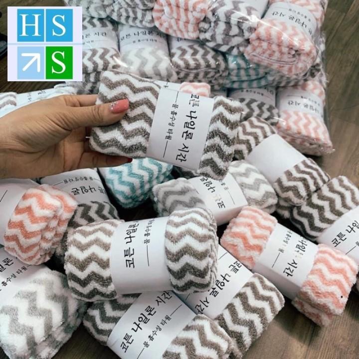 SET 10 KHĂN MẶT KẺ HÀN QUỐC cực mềm mịn, thấm hút tốt - NPP HS Shop Sài Gòn
