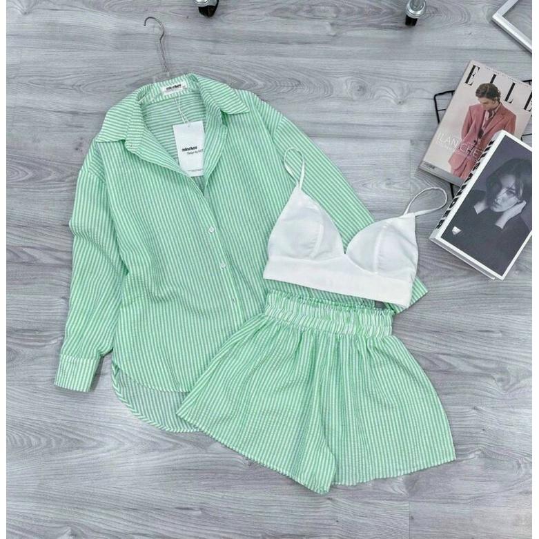 SET ĐI BIỂN BIG SIZE 3 MÓN ÁO KHOÁC KÈM BRA + QUẦN SORT DỄ THƯƠNG