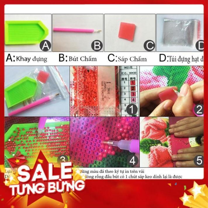 Tranh đính đá Chữ Nhẫn Kích thước 50*79cm, Tranh đính đá Chưa đính VS080