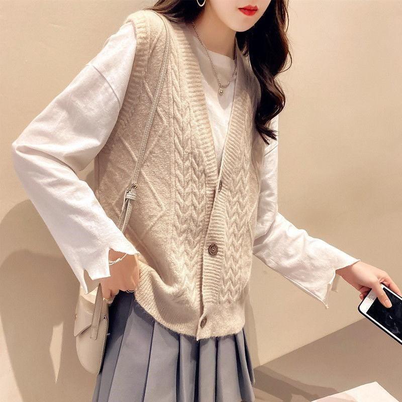 Áo gile len nữ có cúc thiết kế phong cách Hàn Quốc gl03