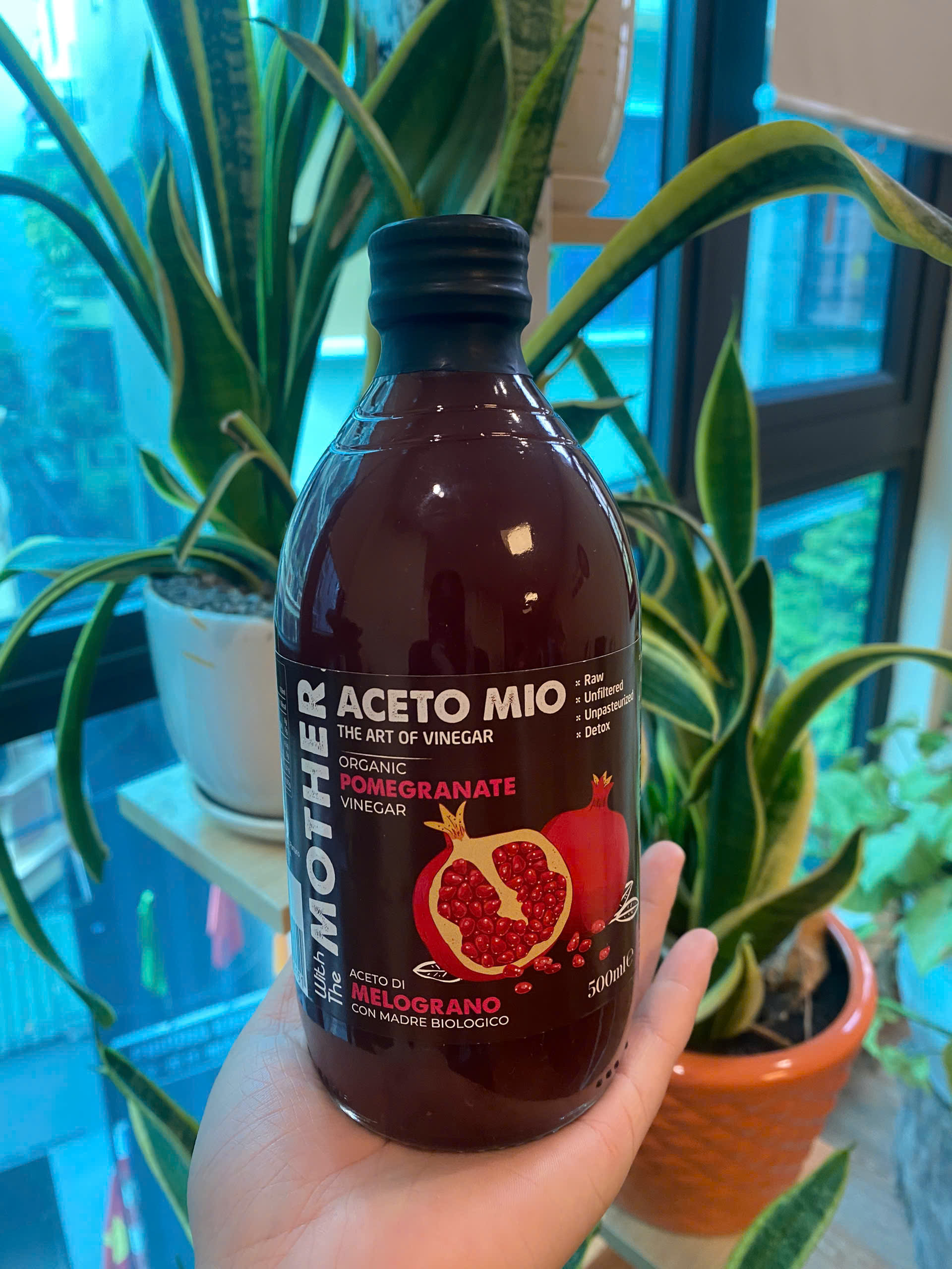 Giấm Lựu Hữu Cơ Aceto Mio (Có Giấm Cái) Chai 500ml, Hỗ Trợ Detox Cơ Thể, Tốt Cho Sức Khỏe