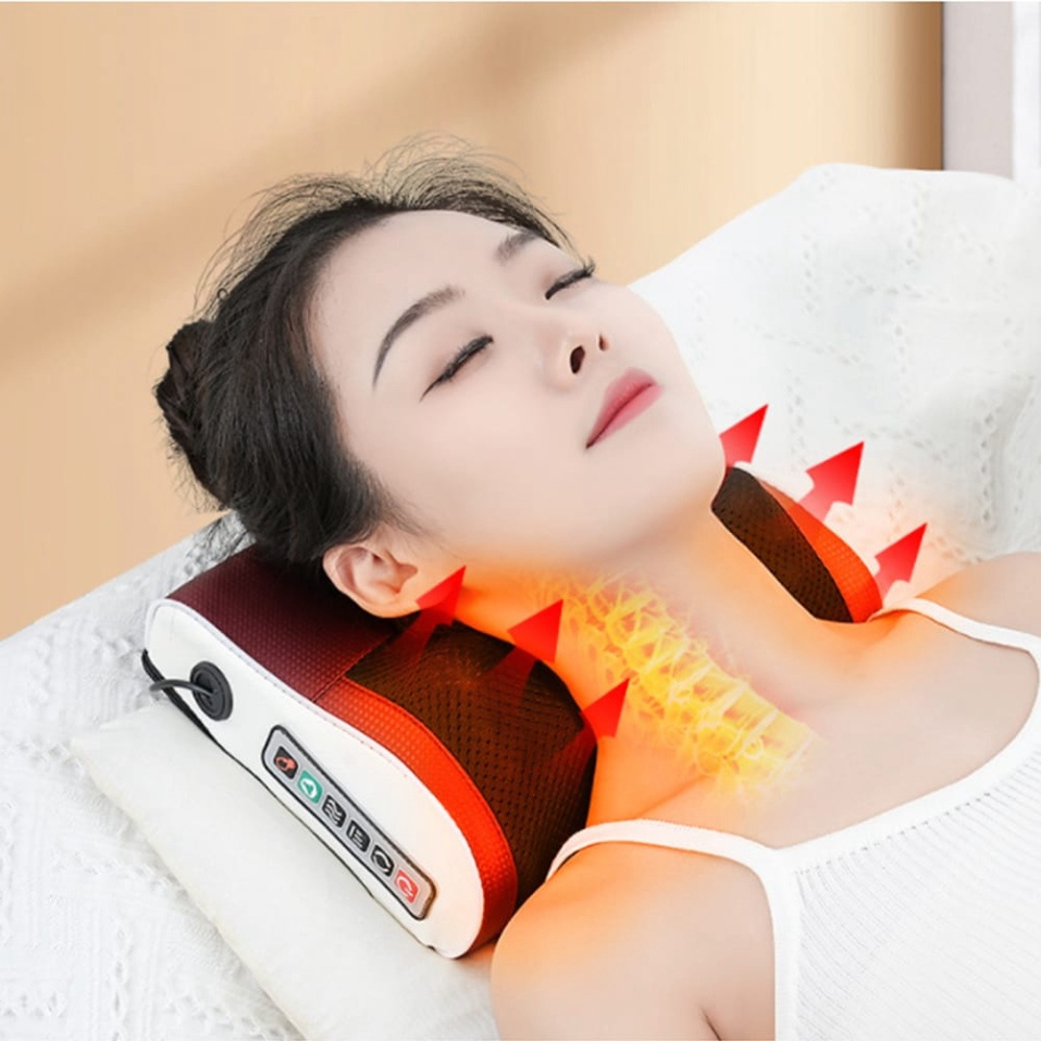 Gối Massage Đa Năng - Máy Mát xa Toàn Thân Nhiệt Hồng Ngoại - Chuyên Sâu Cho Cổ, Vai Gáy, Lưng Dưới, Đùi, Chân - Sử Dụng Tại Nhà, Văn Phòng, Trên Ô Tô - Quà Tặng Cho Bạn Bè, Người Thân