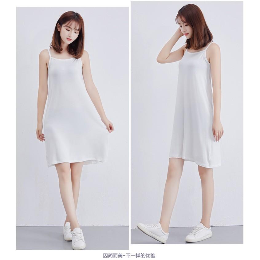 Váy hai dây thun - Váy mặc lót thun dáng suông mịn mát mùa hè