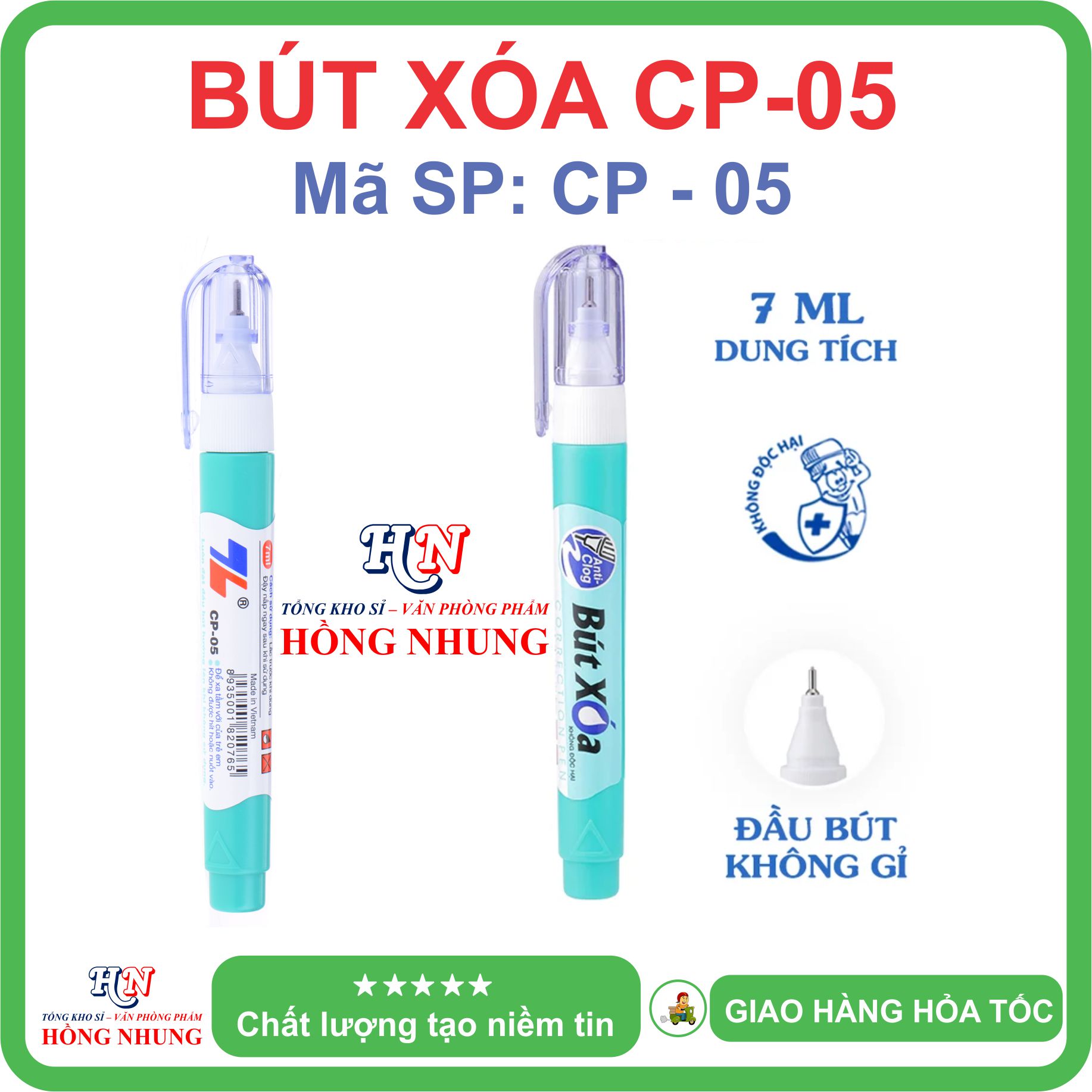 [SÉT] COMBO Hộp 10 Bút xóa nước CP-05, An Toàn, Không Độc Hại, Kiểu Dáng Nhỏ Gọn