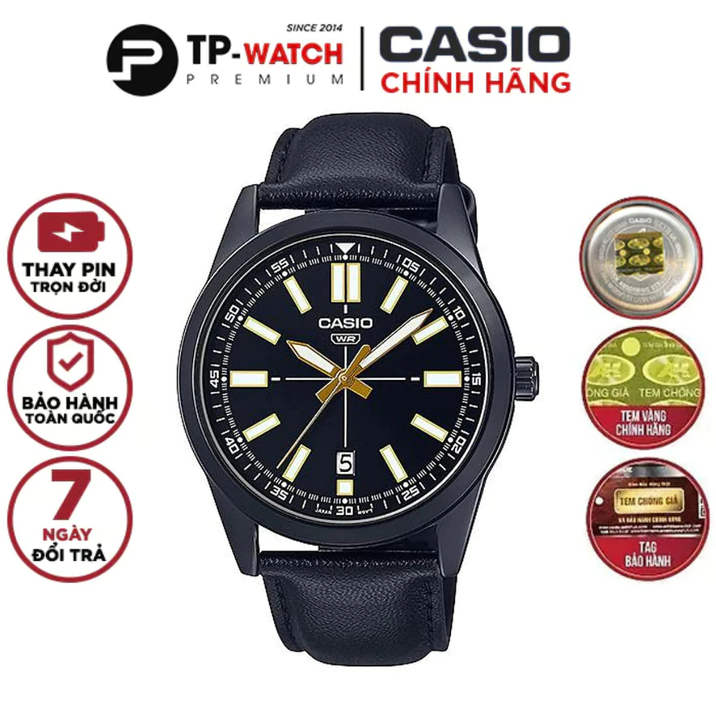 Đồng Hồ Nam Dây Da Casio Standard Mtp - Vd02Bl - 1Eudf Chính Hãng - Mtp - Vd02Bl - 1E