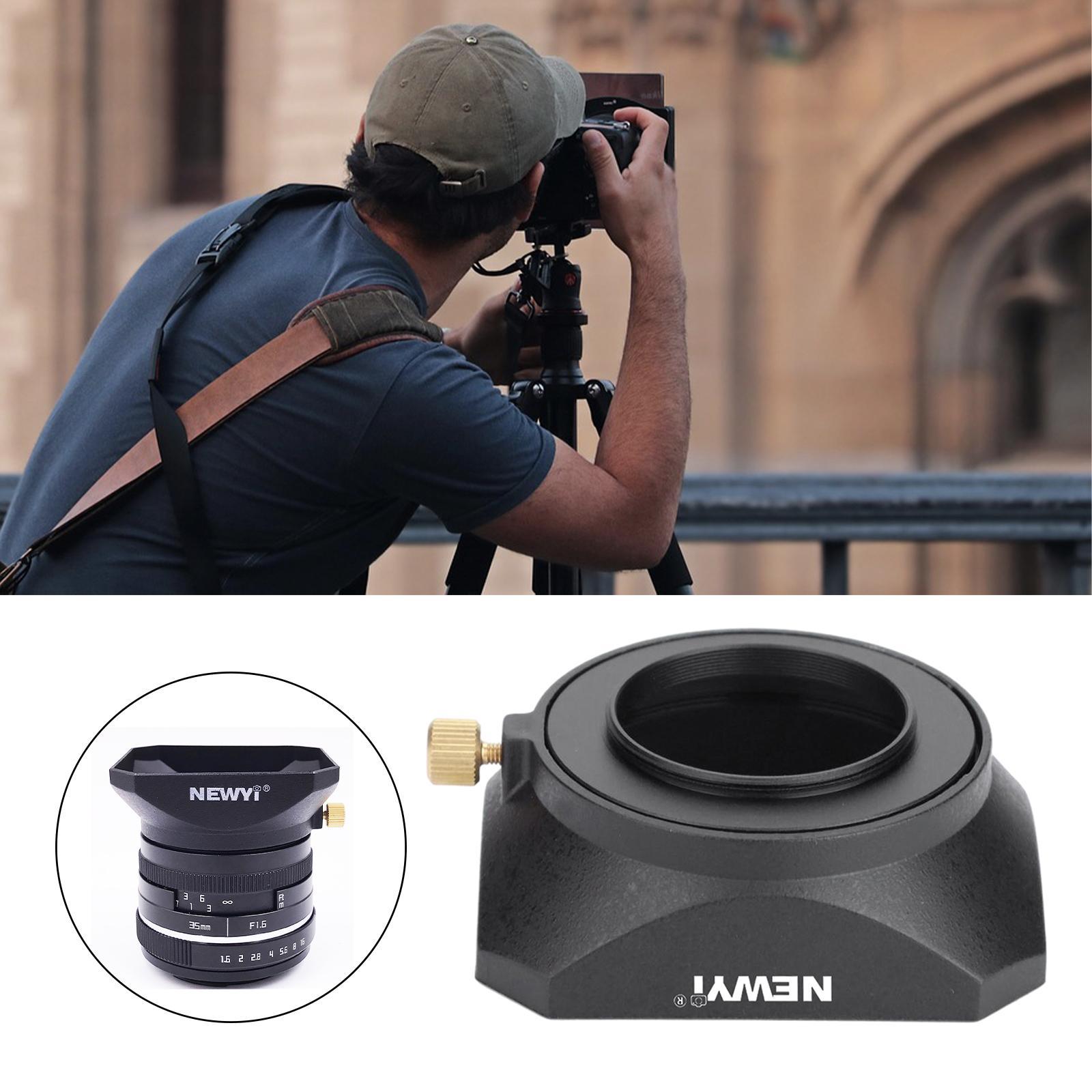 Square Lens Shade with Screw Mount for DSLR Mirrorless Camera 55mm