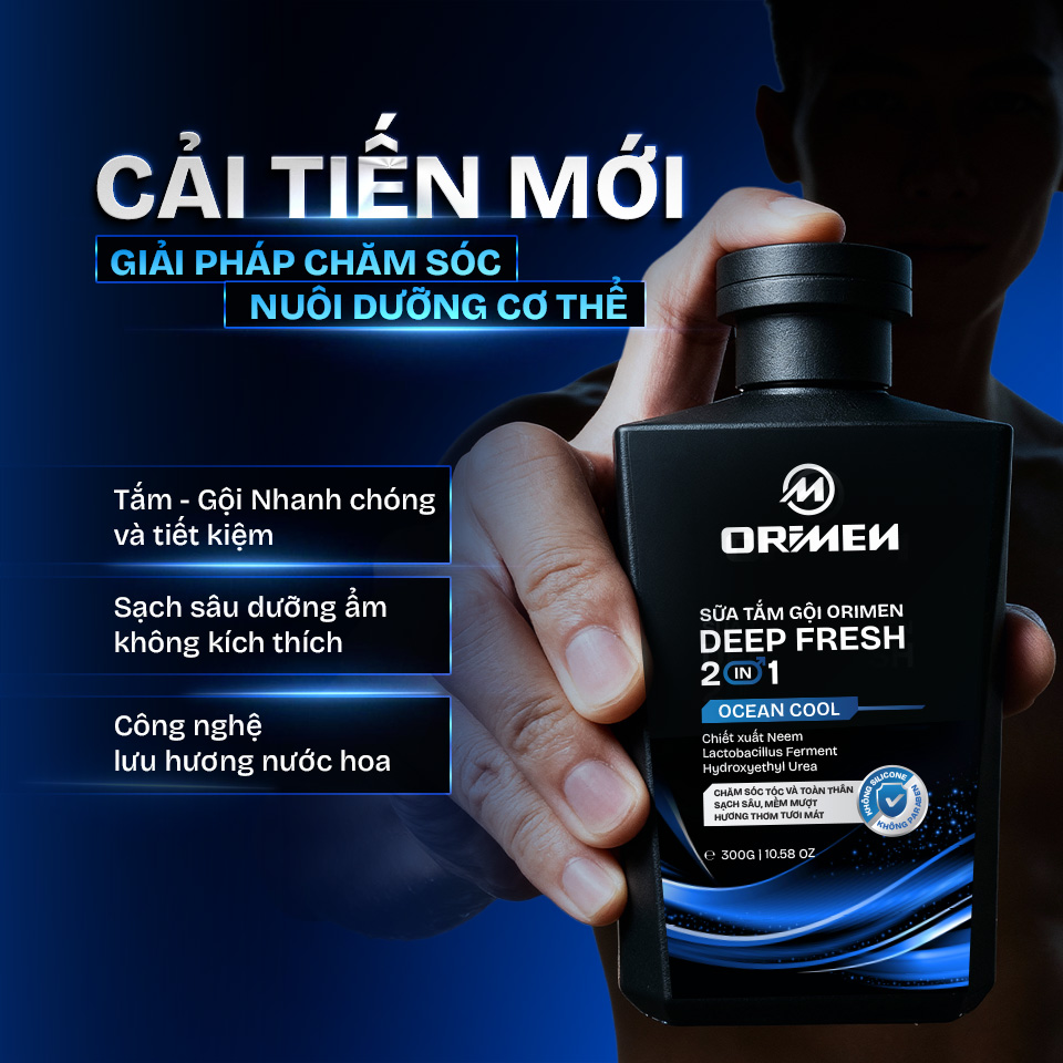 Sữa tắm gội toàn thân dành cho nam giới 2in1 Orimen lưu hương quyến rũ mạnh mẽ 300g