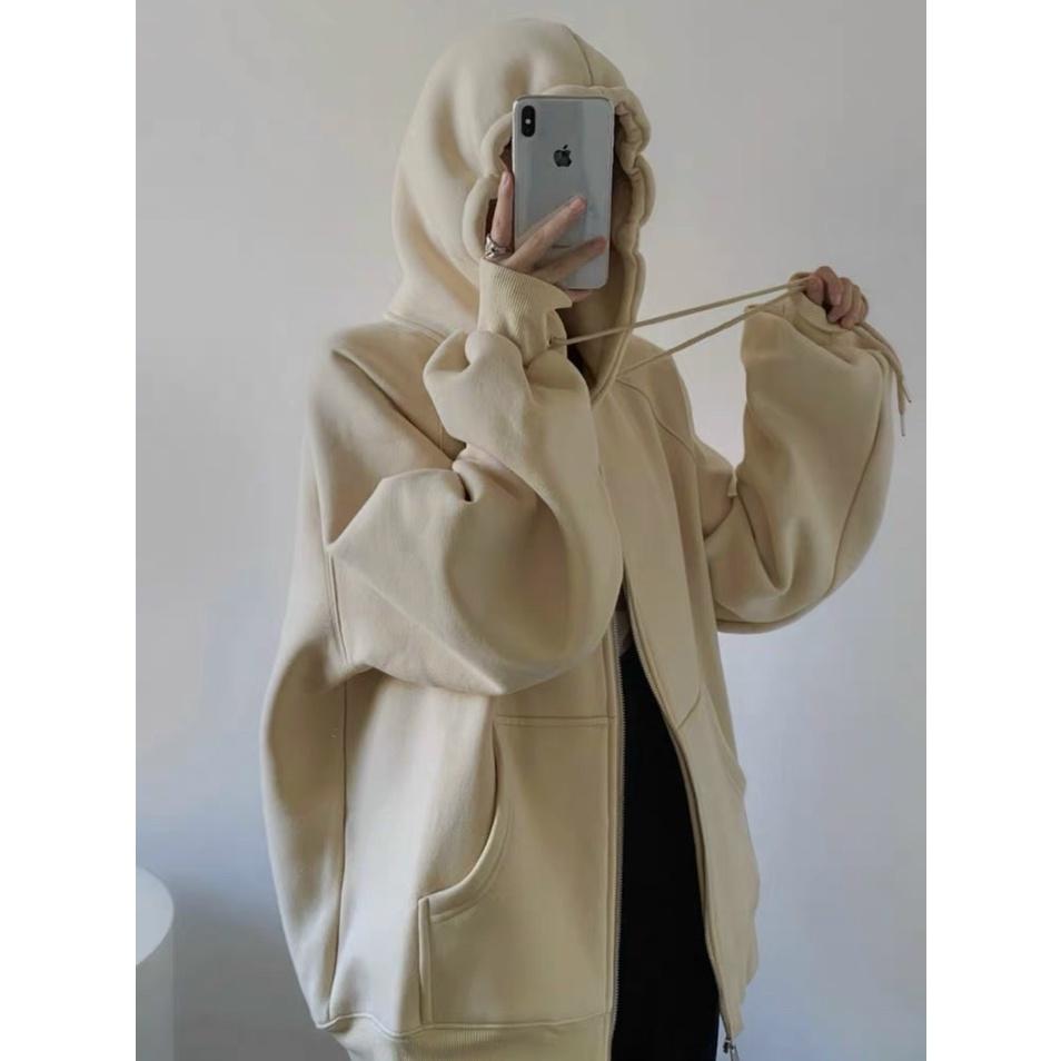 Áo khoác nỉ hoodie trơn Unisex - Tay Phồng dài form rộng có mũ dáng suông ulzzang nam nữ U453