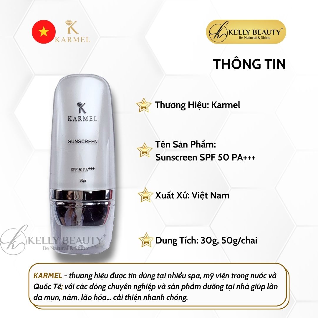 Kem Chống Nắng Vật Lý Karmel Sunscreen SPF 50, PA+++ - Bảo Vệ Da, Chống Lão Hóa, Không Bết Dính | Kelly Beauty