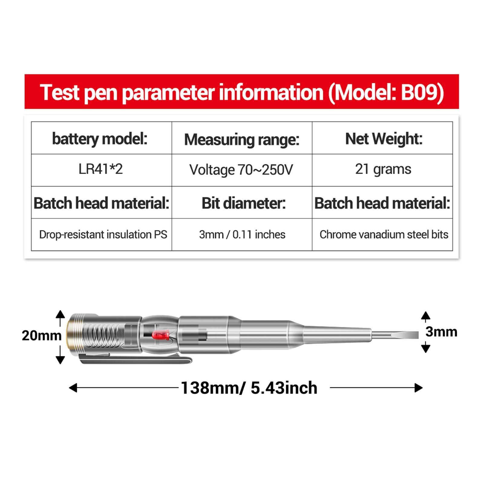 Voltage Tester Pen Electric Tester Pen for Zero Live Wire Test Power Cable Testing