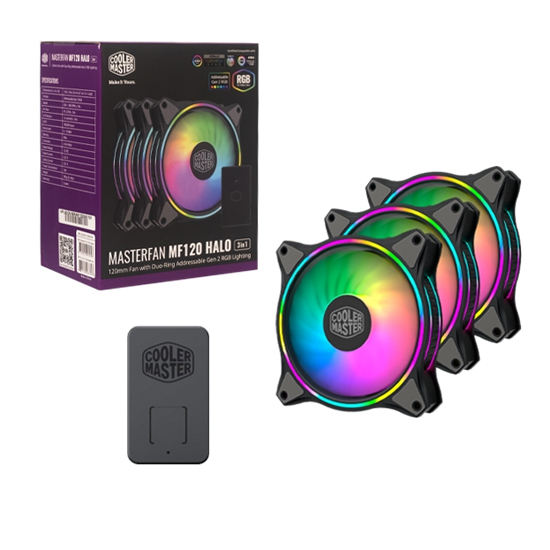 Bộ 3 Quạt tản nhiệt CASE Cooler Master MASTERFAN MF120 Halo - Hàng Chính Hãng