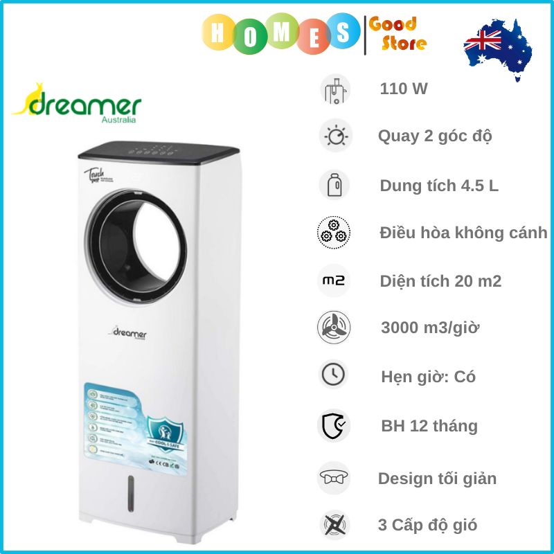 Quạt Tháp Không Cánh Điều Hòa DREAMER DHA-ACB111W Cao Cấp Thương Hiệu Úc Công Suất 110W - Hàng Chính Hãng