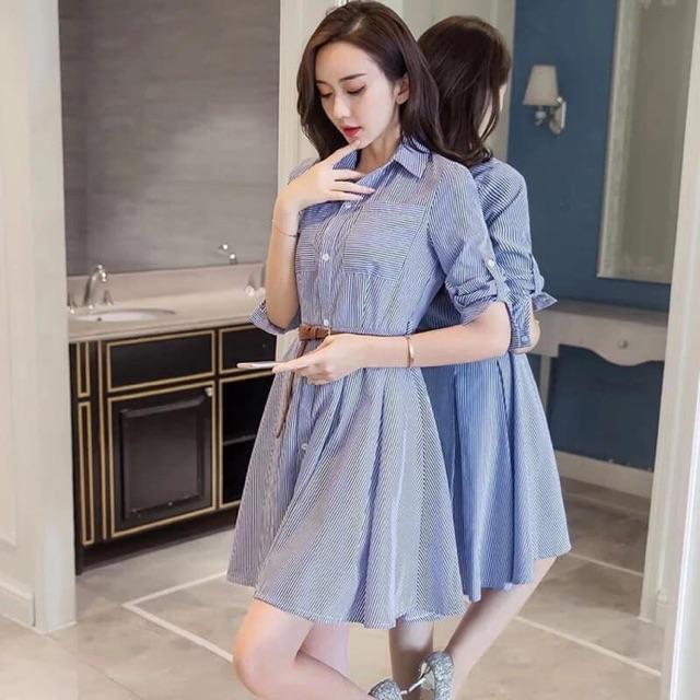 ĐẦM XOÈ SƠ MI SỌC