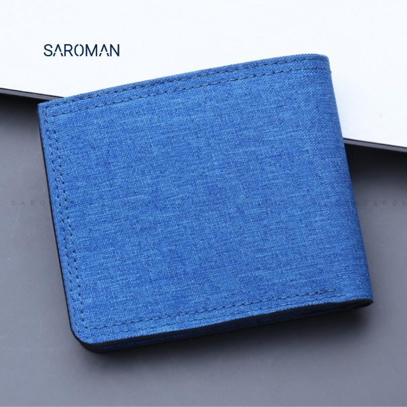 Ví nam ngắn SAROMAN V05 vải canvas nhỏ gọn nhiều ngăn tiện lợi