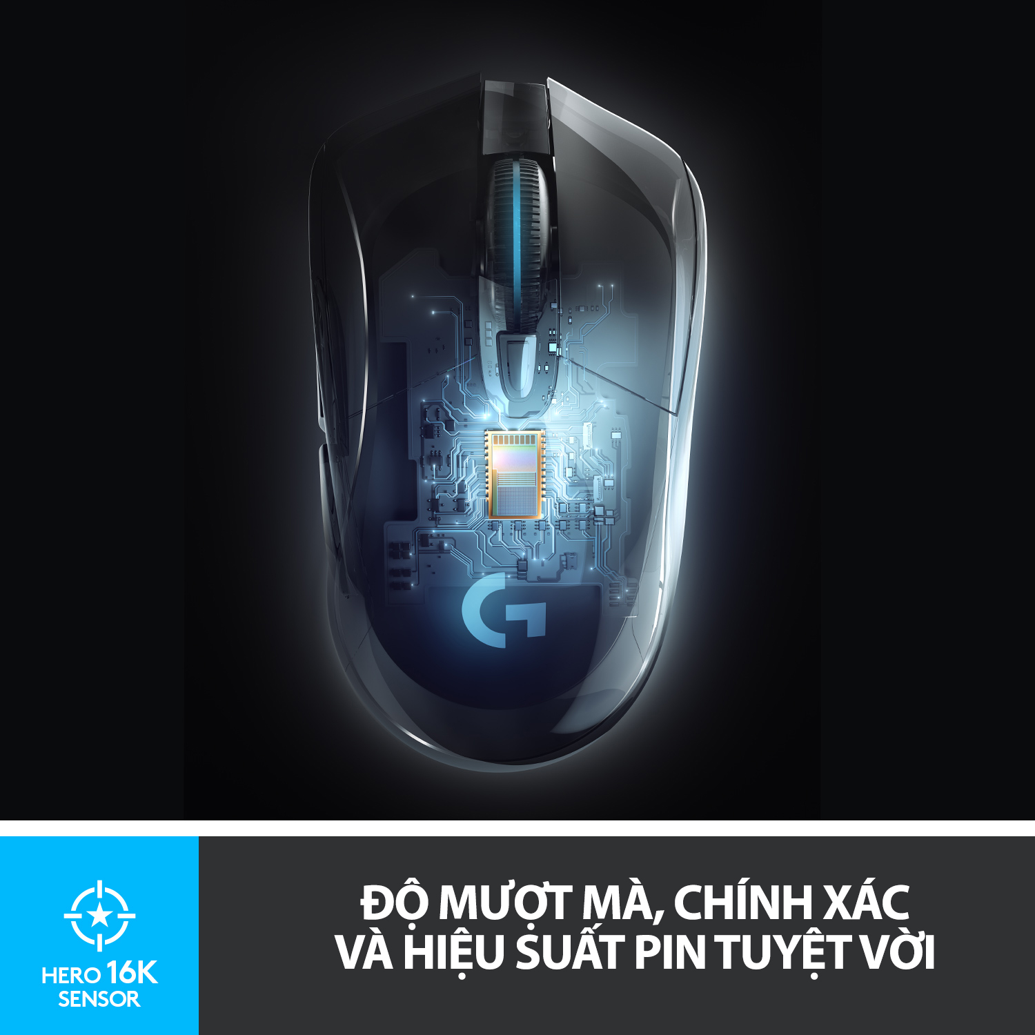 Chuột game không dây Lightspeed RGB Logitech G703 - Cảm biến Hero 25k, tương thích PowerPlay, nhẹ 95g+10g cân tùy chỉnh, pin 60h, PC/Mac - Hàng chính hãng