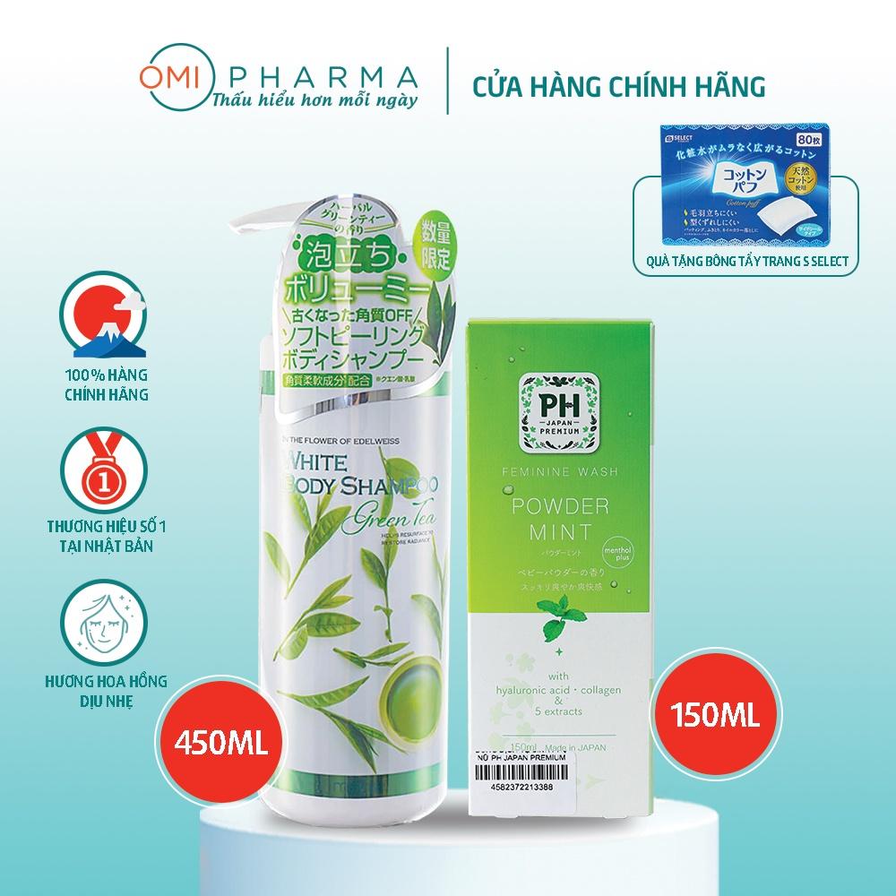 Combo Sữa Tắm Hương Trà Xanh Và Dung Dịch Vệ Sinh PH Japan Hương Bạc Hà Nhật Bản