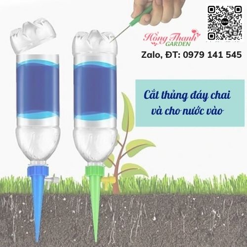 Que cắm tưới nhỏ giọt lắp chai nhựa, đầu tưới nhỏ giọt tự động/Hồng Thanh Garden