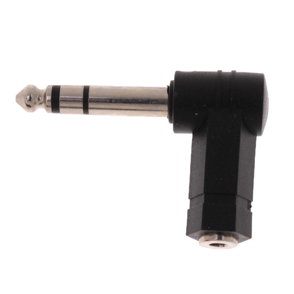 6.35mm Male Plug to 3.5mm Female Jack MIC Headset Audio Elbows Connector