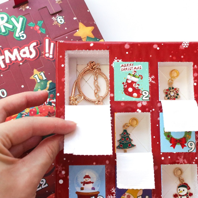 Blind box đồ chơi hộp mù charm vòng tay dạng lịch đếm ngược giáng sinh Noel 2024 cho bé trai gái, quà giáng sinh cho bé